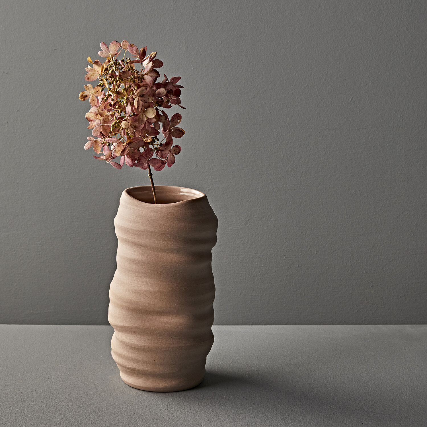 peach-pink vase, abstract sculptural waves