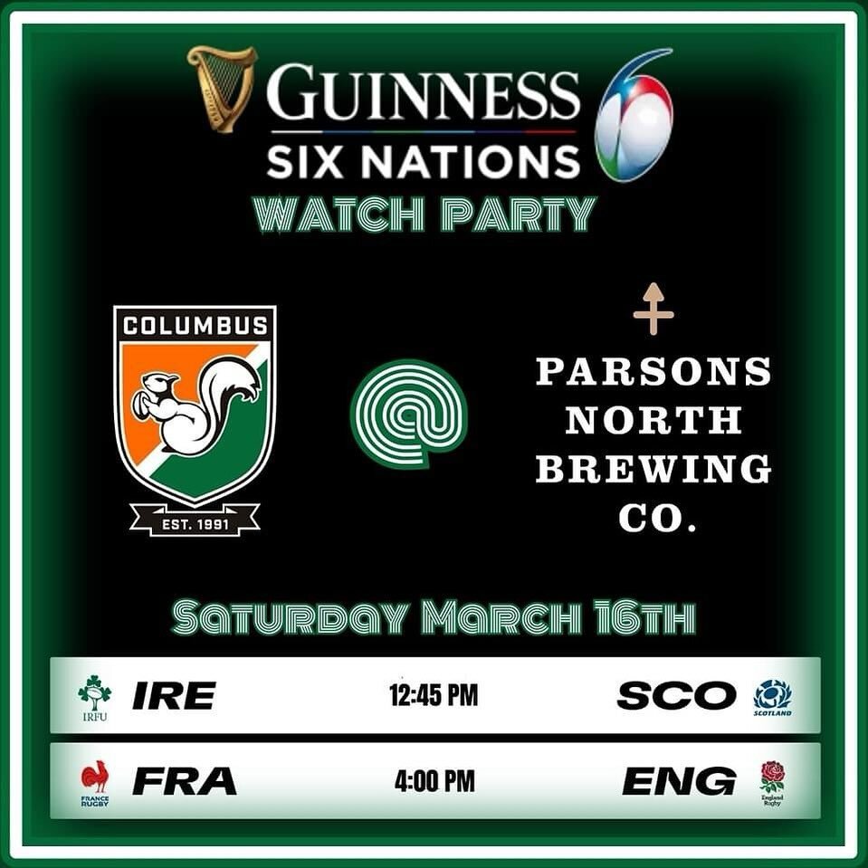Hi All!

This Weekend we will be joining the @cwrcsquirrels at Parsons North Brewing Co for the Six Nations!

Look forward to seeing everyone there!