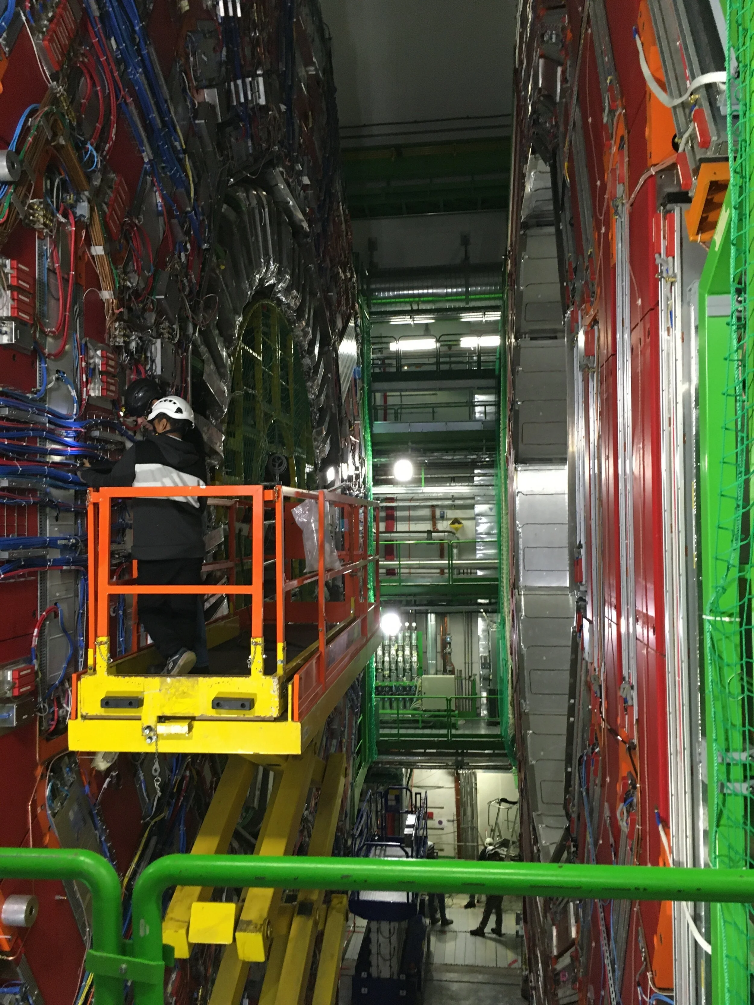 The CMS detector in its underground cavern.