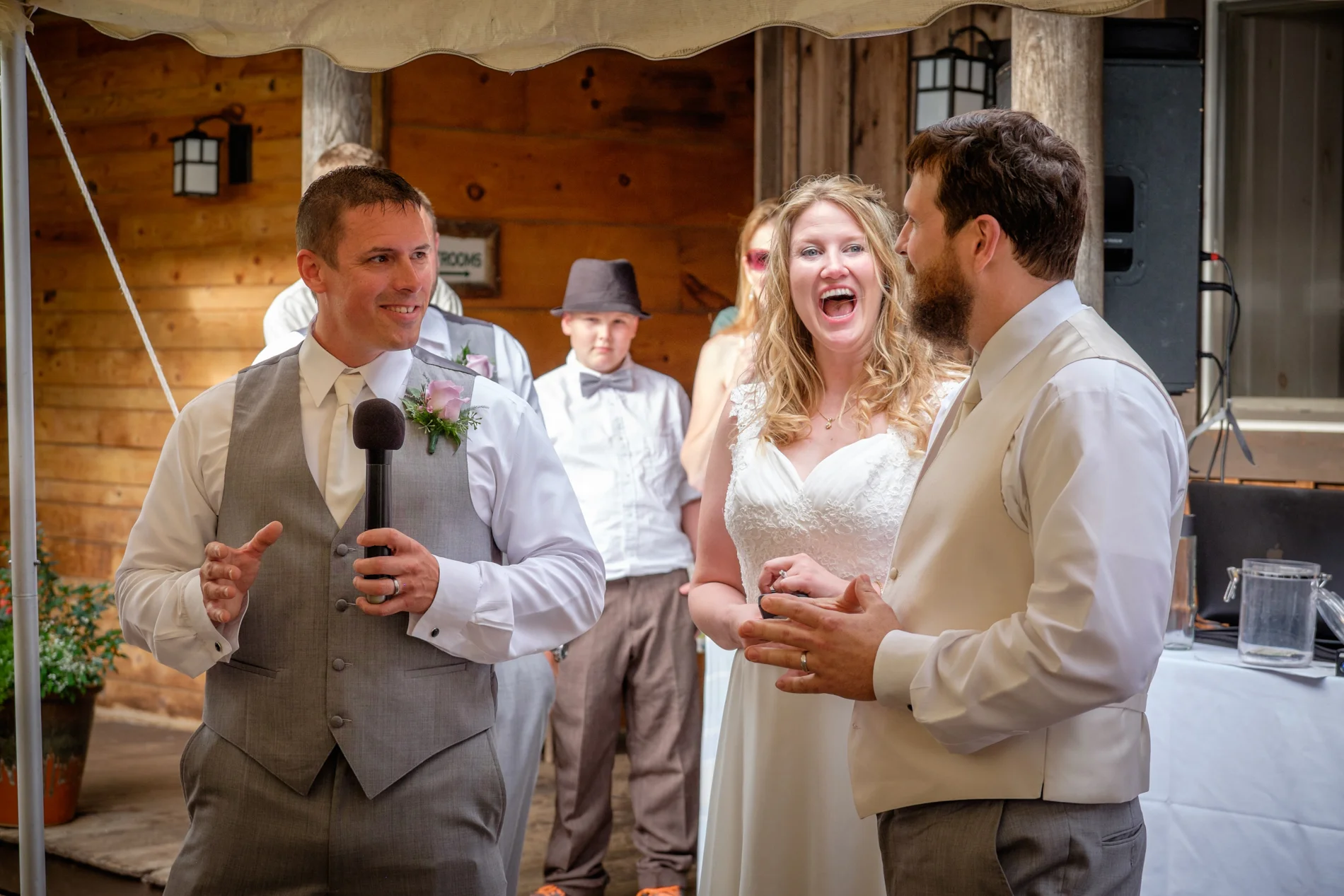 Wedding reception speeches.