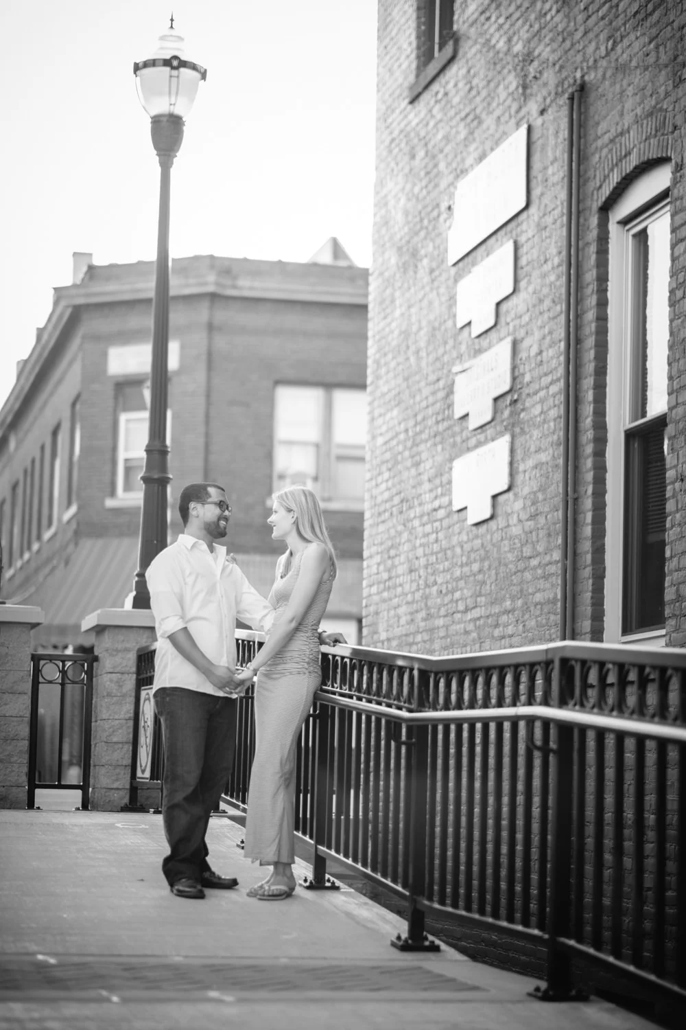 Engagement portriats in downtown Waupaca, Wi.