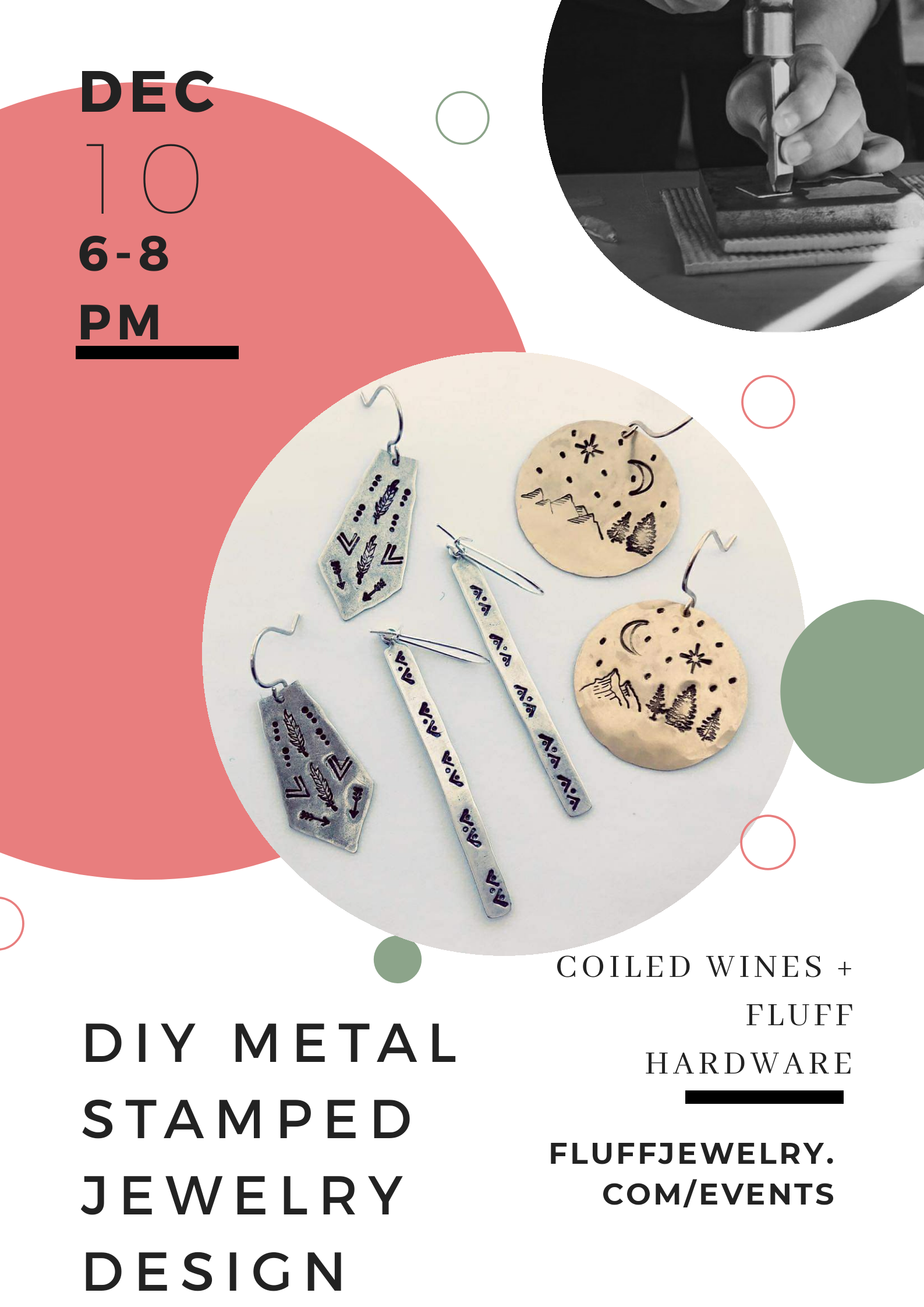 Fluff Hardware DYI Metal Stamped Jewelry Class & Wine