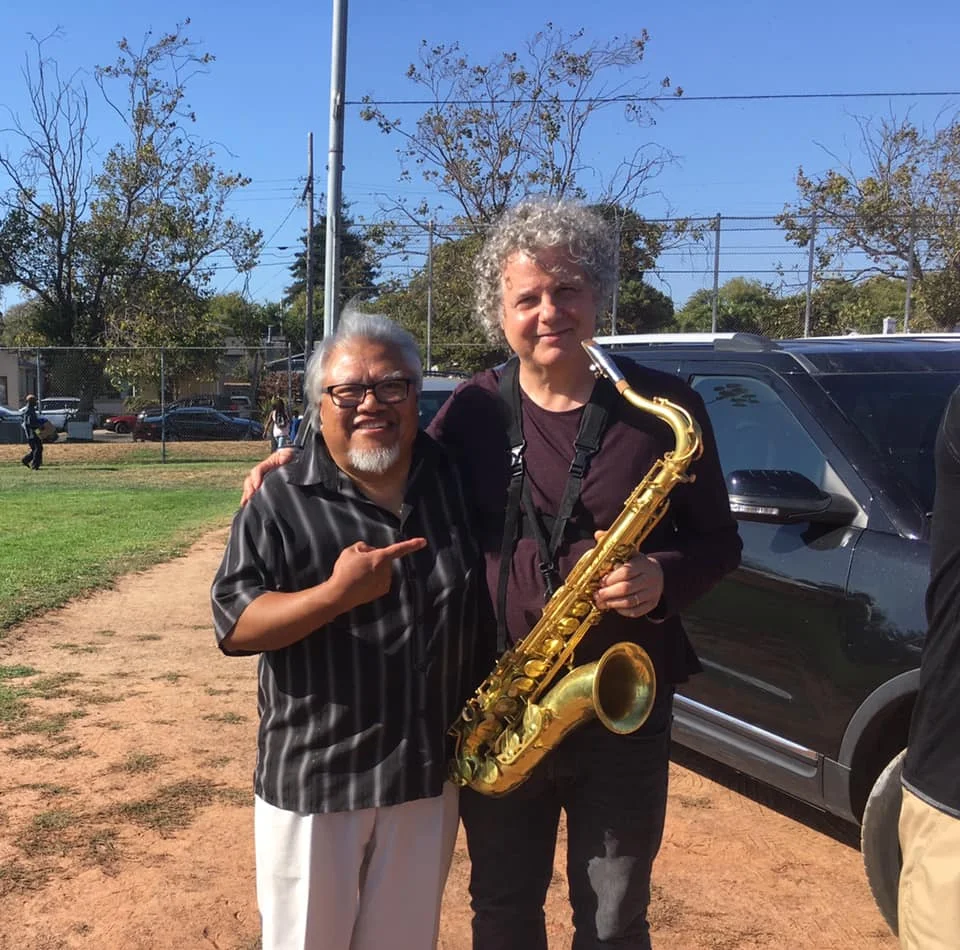 Fellow Berkeley High School alumni bassist Hector Banez & saxophonist Lenny Pickett.