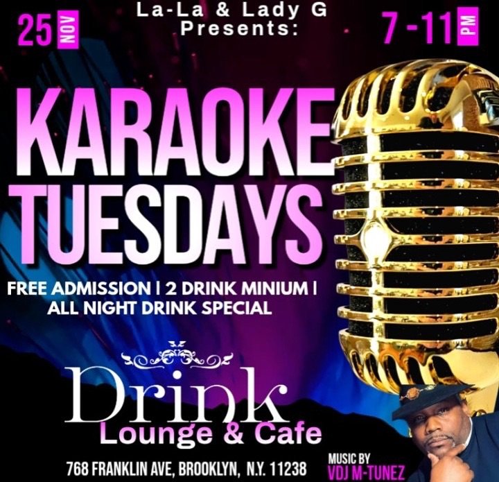 Back by popular demand!!!
Sing &amp; sip 🎤🍸 karaoke night @drinklounge is back!! 

Happy hour specials all night!

#KaraokeNight #HappyHour #DrinkLounge #cocktailbar