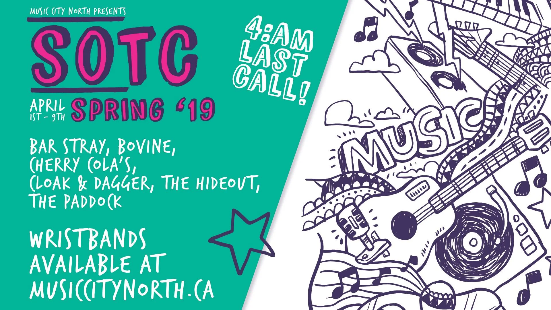 SOTC - Soundtrack of the City hits Queen and Kensington for another edition of our indie music fest! COVER EACH NIGHT / BAR: $10 WEEKEND WRISTBAND: $40 We are doing another ALL FEMALE FRONTED LINEUP at The Hideout Toronto from April 1 to 8!! Get your wristbands now and be part of the music community! _____________________________________________________ MUSIC CITY NORTH http://musiccitynorth.ca/home/ TWITTER @MusicCityN FACEBOOK https://www.facebook.com/musiccitynorth/ INSTAGRAM @MusicCityNorth
