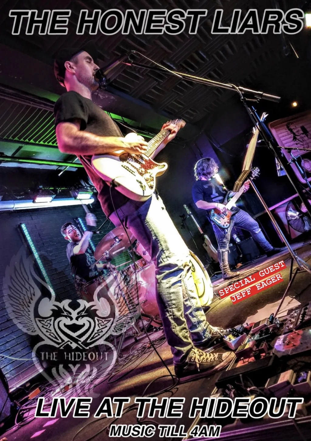 Join us tonight for some awesome live music from The Honest Liars ! They take the stage at 11pm. Where they will be playing nothing but your favorite Rock N Roll covers. Special Guest Jeff Eager ! MUSIC TILL 4AM!!