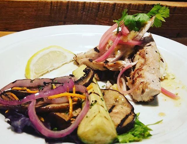 FRIDAY'S CATCH:  Fresh, wild caught #Yellowtail Jack!  Pan seared and served with citrus jasmine rice, marinated vegetables, and a pineapple herb sauce.  Get it while it lasts! #Lafayette #Colorado #realfood #realfresh #Reelfish