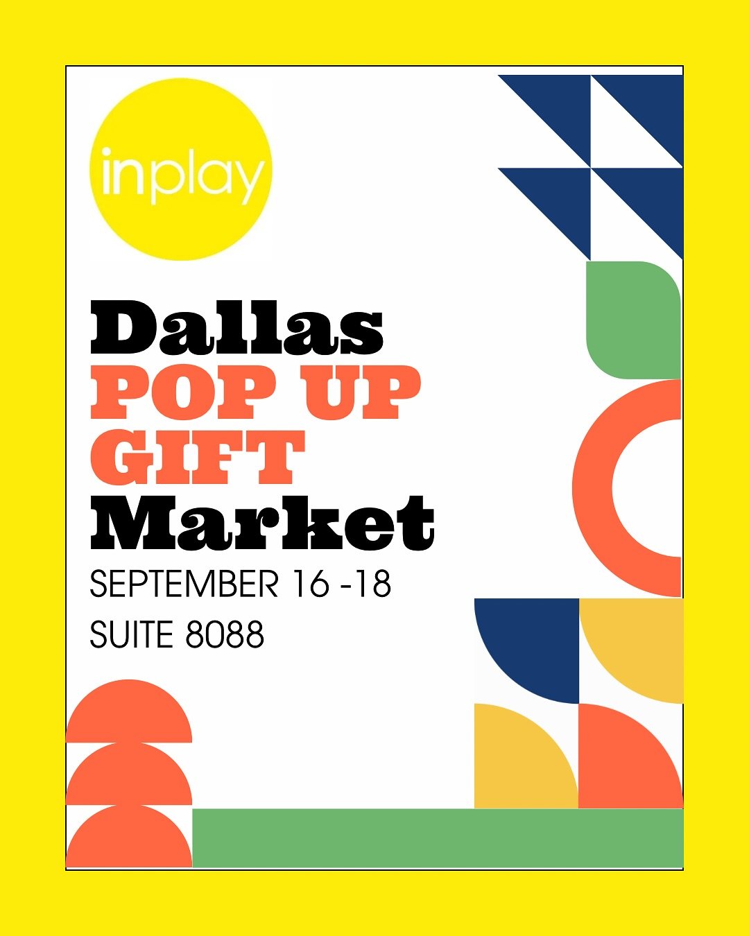 Did somebody say gifts?! Pop on by our Pop Up Gift Market on the kids floor at the Dallas Market Center next week! 
DM or email patsy@inplayshowroom.com for an appointment! 📅 
#dallasgiftmarket #dallaskidsmarket #dallaskidson8 #giftmarketdallas