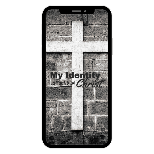 iPhone Wallpaper - Identity is Found in Christ - B&W Cross