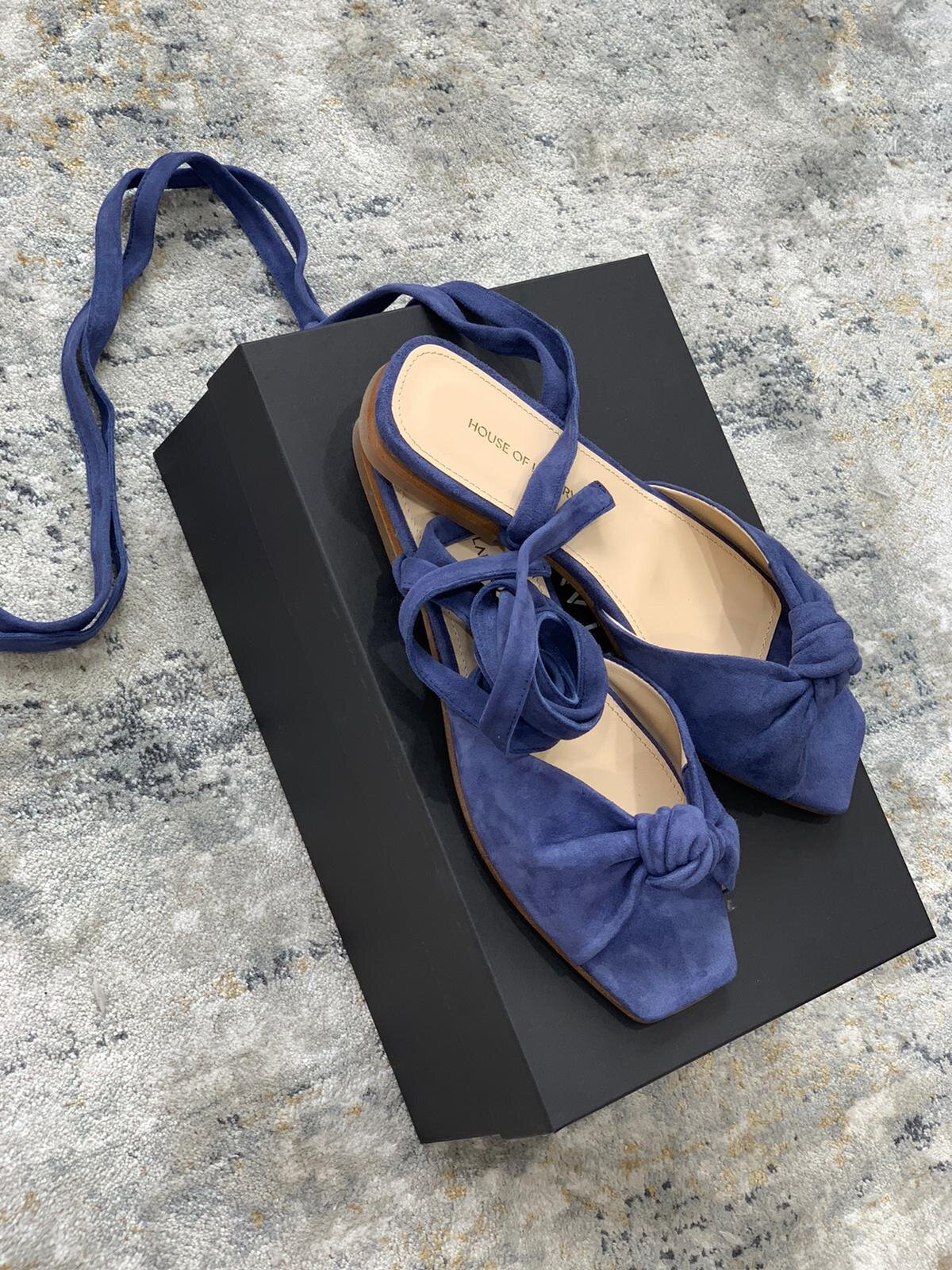 LILLY FLAT SANDALS DENIM BLUE — House Of Lancry