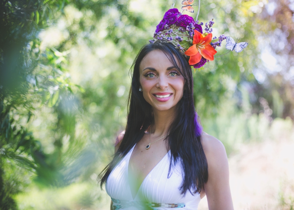 Danielle Cravatt, SVP of Sales US. Headpiece and photos created and taken by Lin Marty Photography