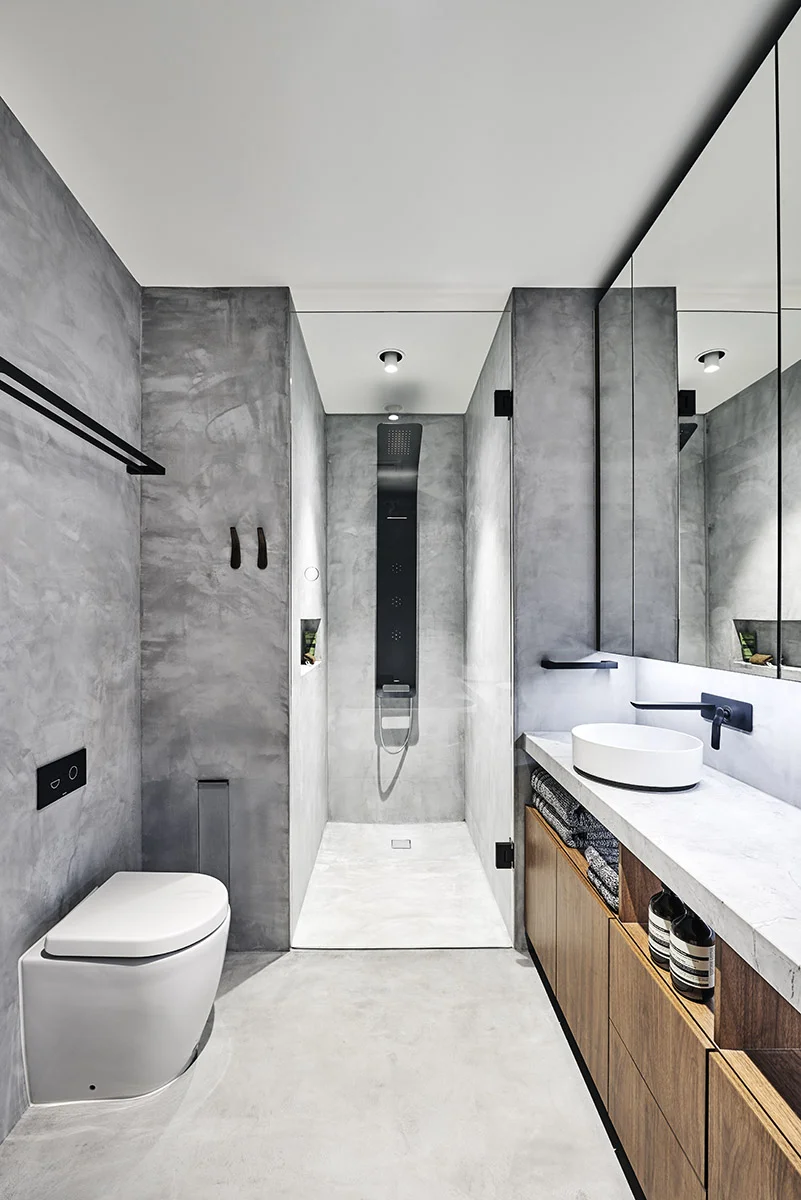 Project: BACHELOR PAD, PORT MELBOURNE Surface: X-Bond Polished Bond Build & DESIGN: INDESIGN INTERNATIONAL WEBSITE: www.indesigninternational.com.au Photography: ISAMU SAWA