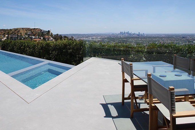 microcement rooftop pool deck california