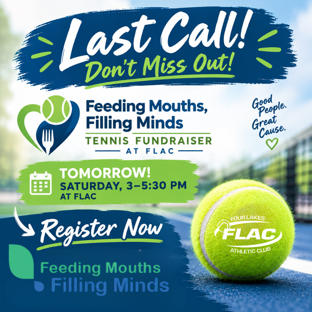 Last Call! Don’t Miss the Feeding Mouths, Filling Minds Tennis Fundraiser at FLAC