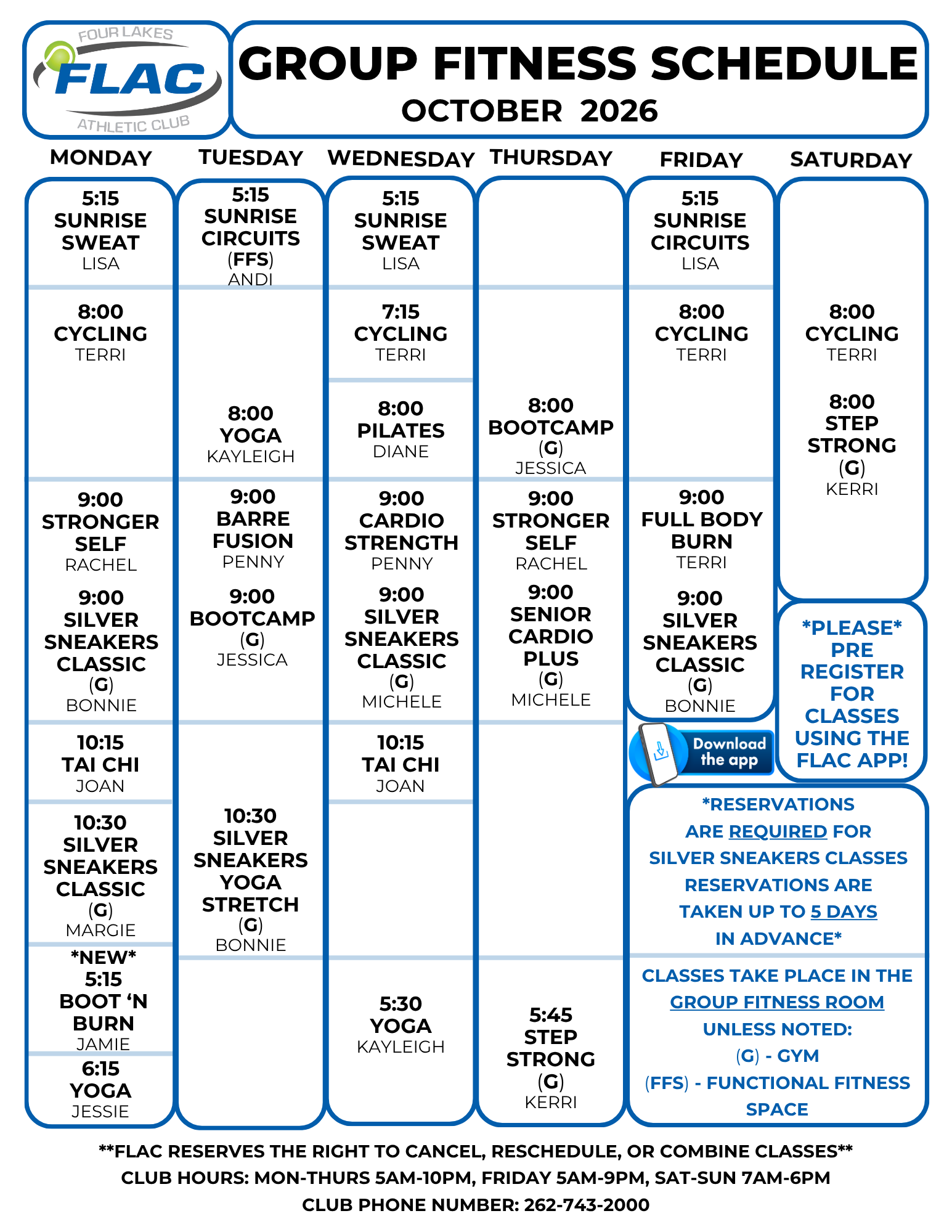 October Group Fitness at FLAC: New Times, New Energy &amp; a New Class