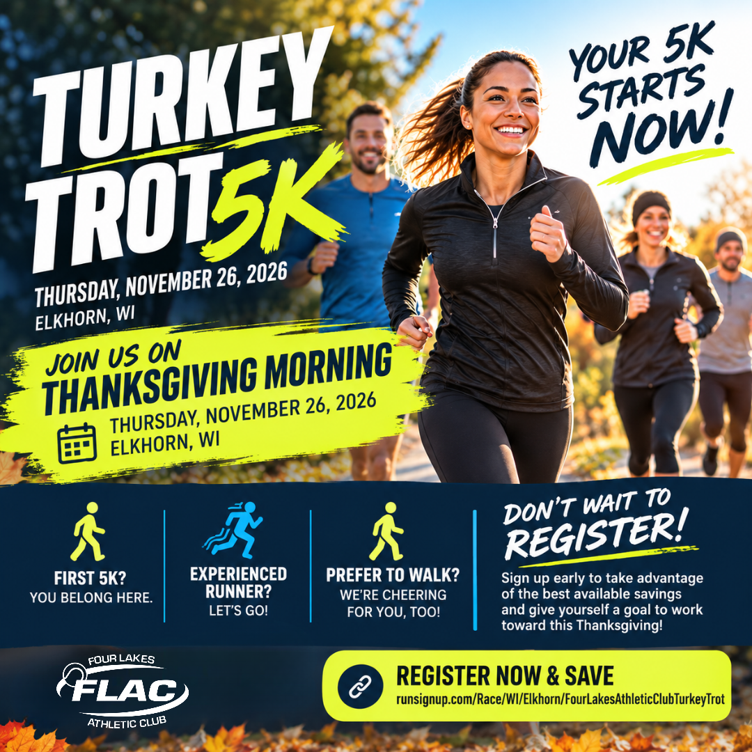 From Couch to 5K: Build Your Momentum Before the Four Lakes Athletic Club Turkey Trot!