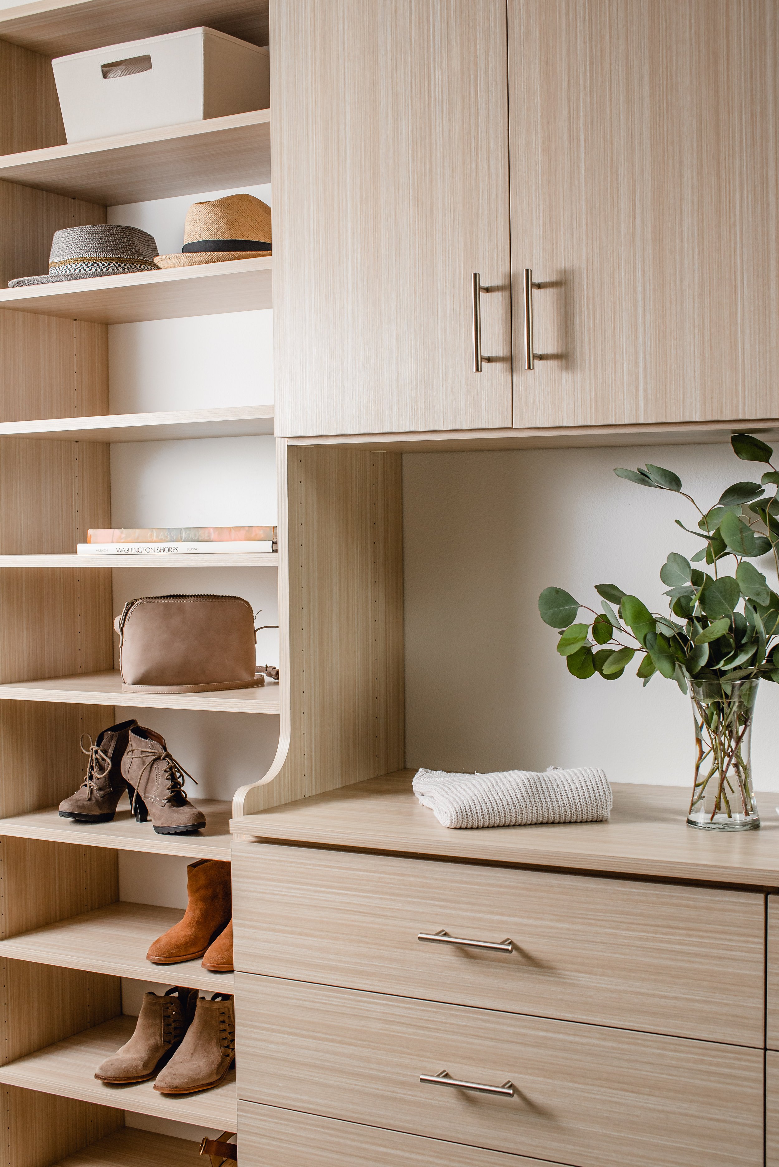 A detail of Custom Shelving and Cabinetry