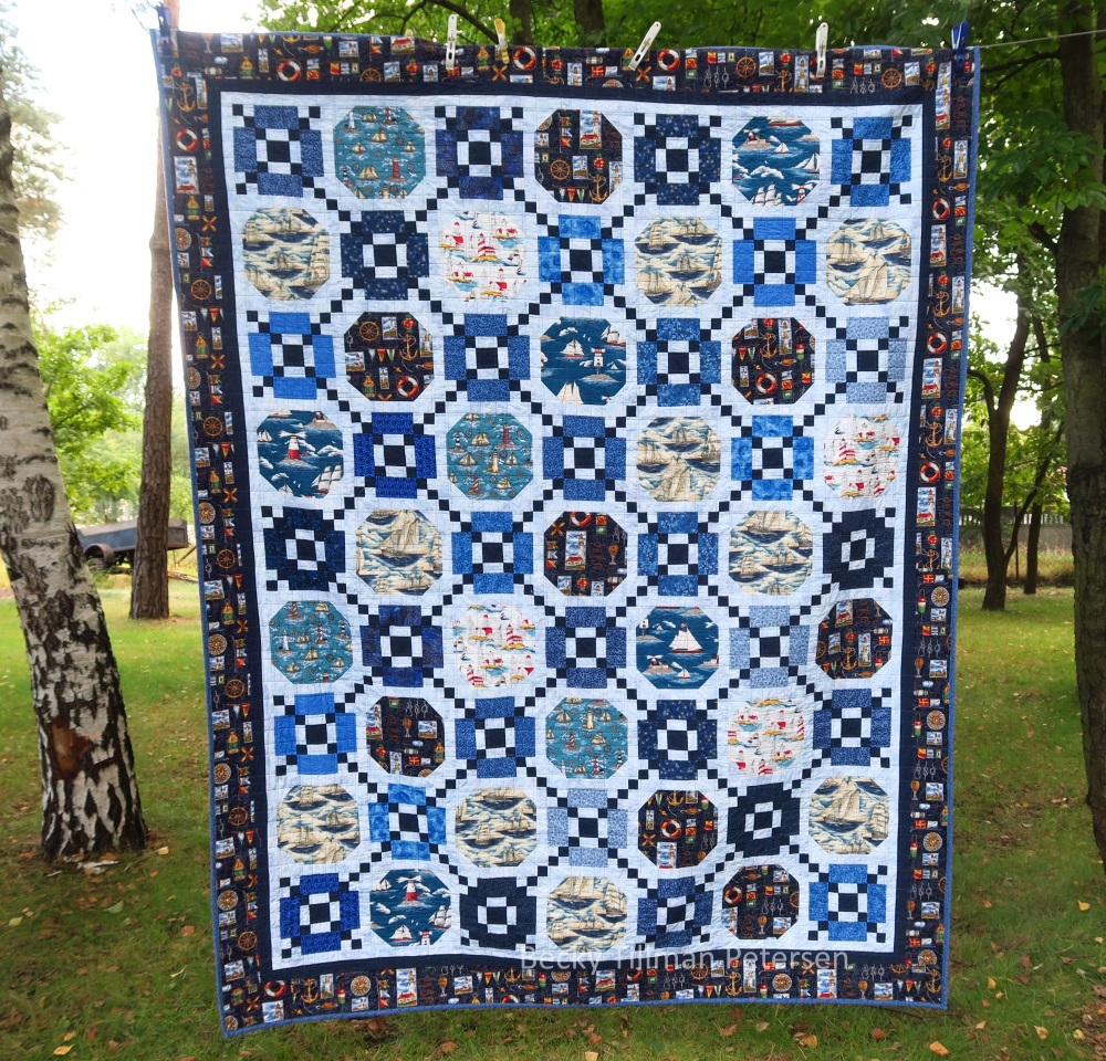 58 Chain lined sailboats - a special quilt made for a coworker of my husband's in the Ukraine