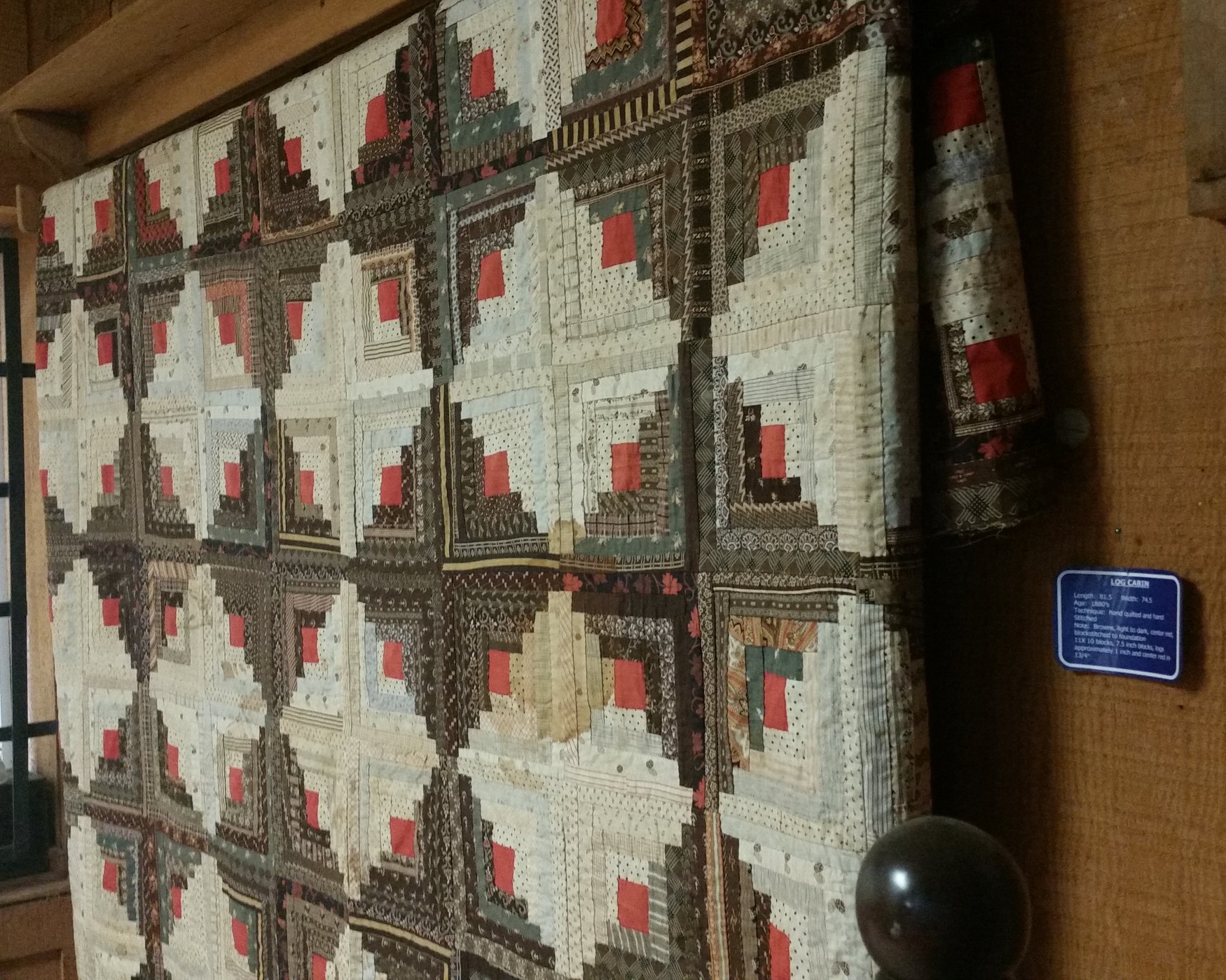 This beautiful log cabin quilt is still hanging and was made in the 1880's. "Wow" was all I could say!