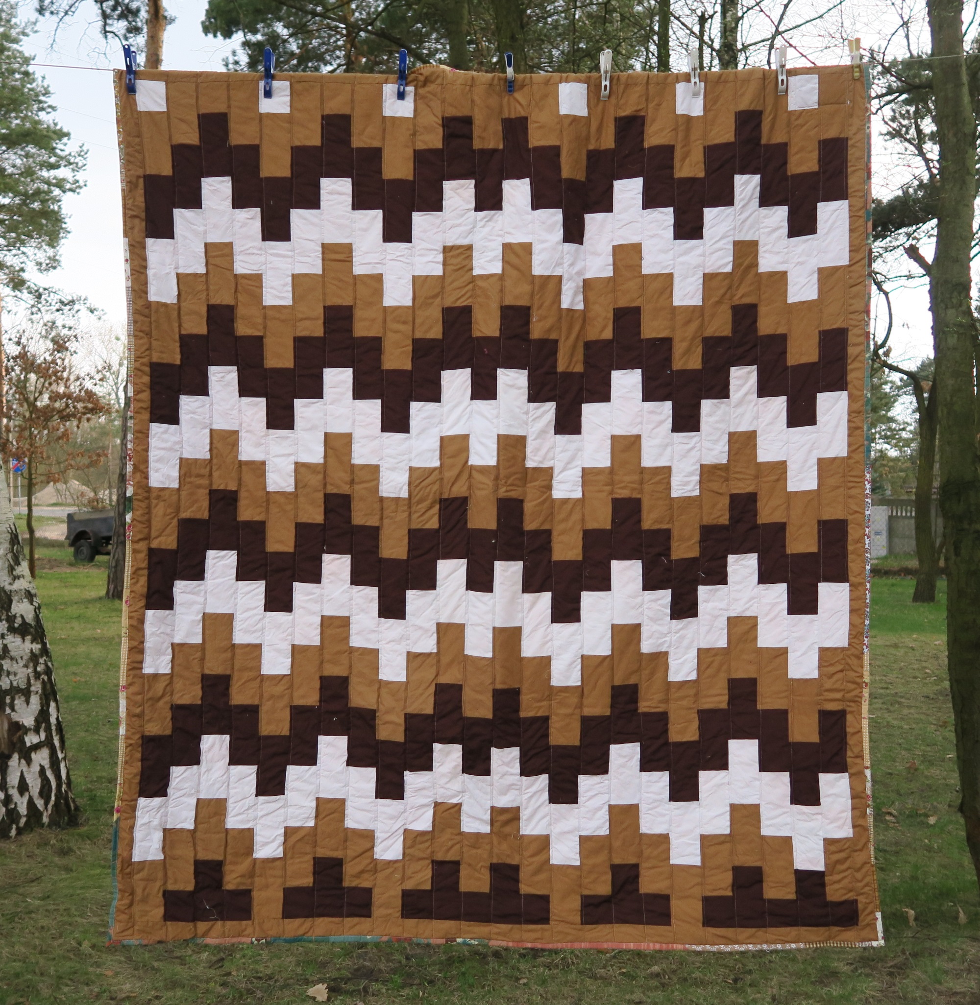 15. Donated top. made a local friend here in Poland. She had started quilting it. I took it apart, quilted it differently with a different back and finished it. It's ready to go. I'm sure it will be popular.
