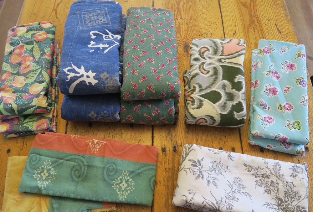 Prints - and I've made that pile of green fruit on the back row into a large backing already - hope to sandwich that quilt tomorrow. 