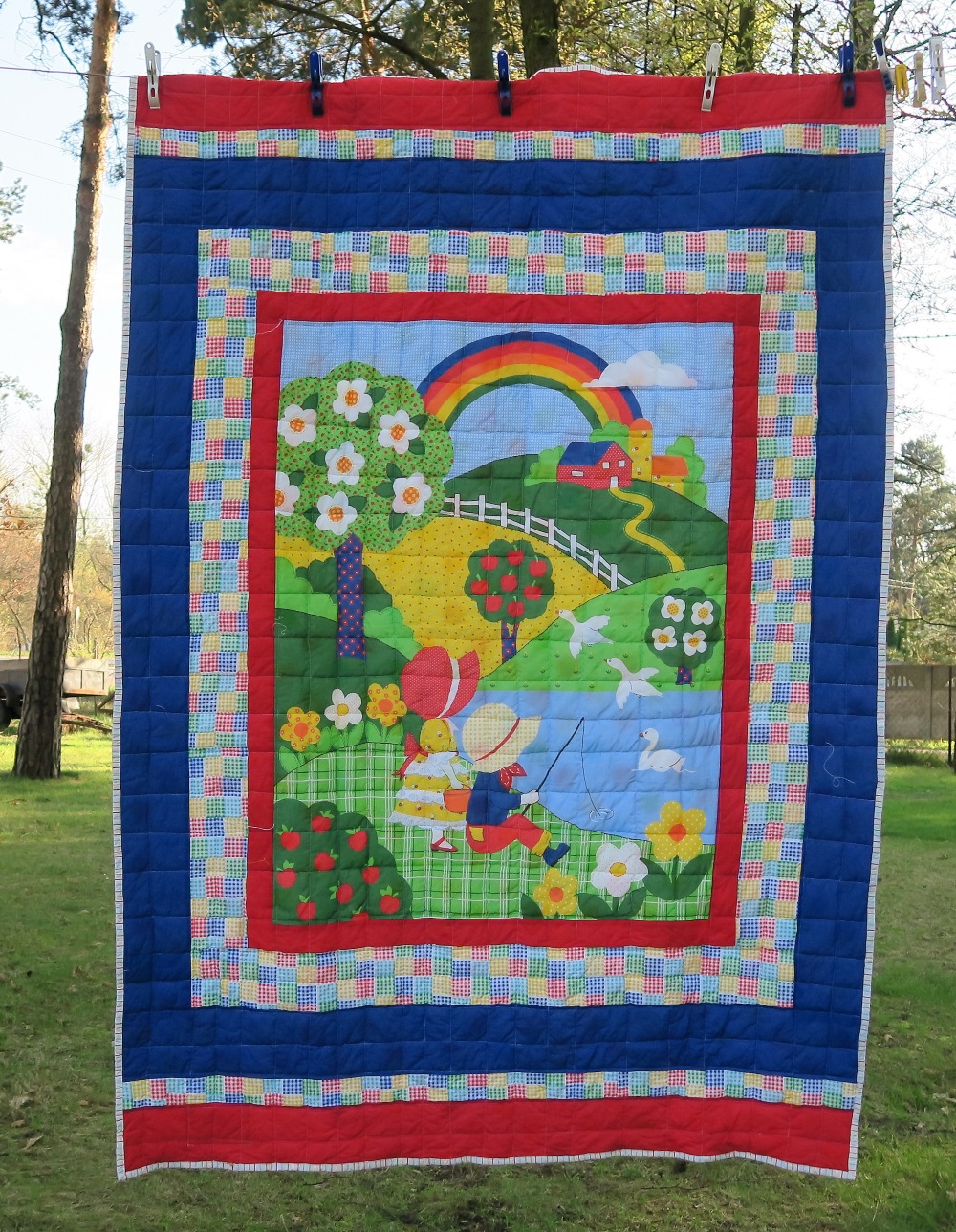 24. I found this panel in my fabric and made it into a quilt. It's really adorable.