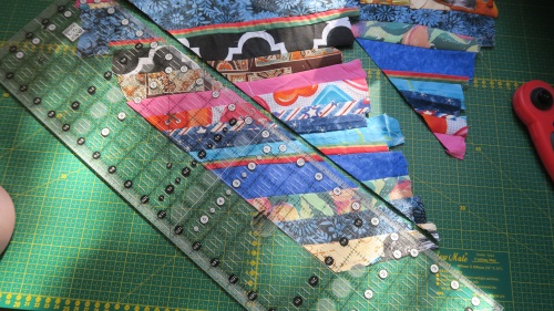 I cut up these pieces using the 45 degree line