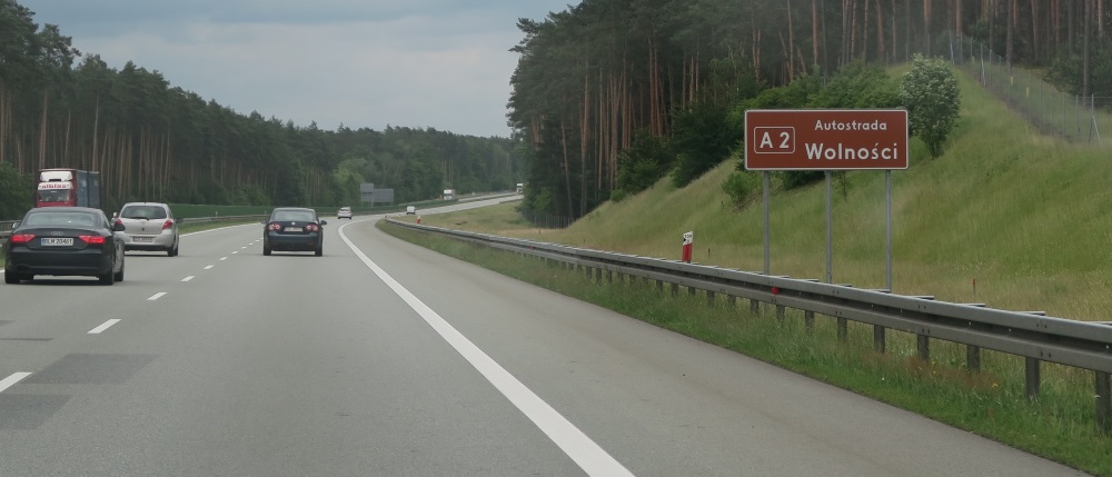 They named this freeway - Wolnosci - or freedom. It also has another name "A2".