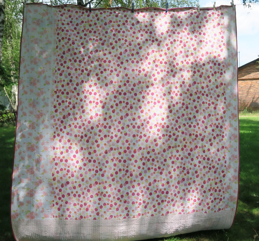 This is the backing. Pieced from three different fabrics -all upcycleds.