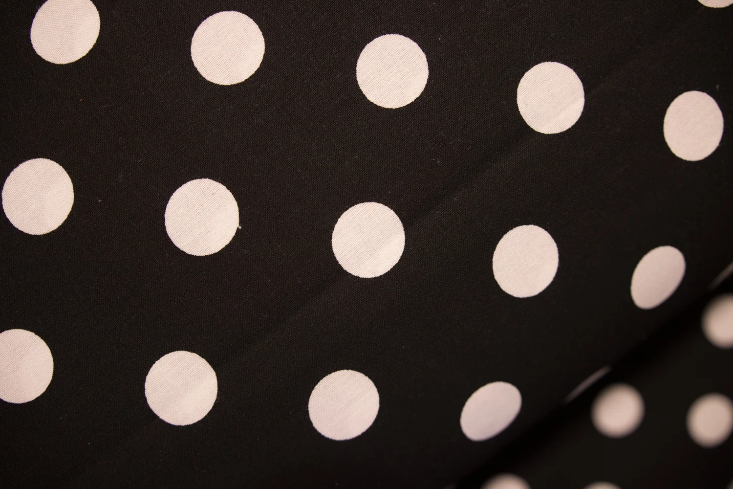 Black with 3/4" White Dots Discount Cotton Quilting Fabric by the Yard