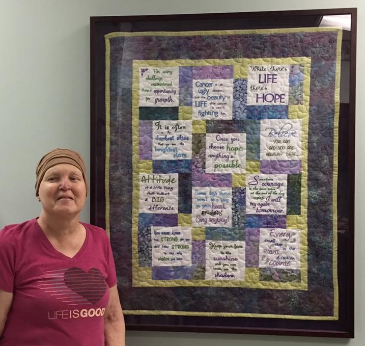 The quilt April made for the Cancer Institute in Greenville, SC