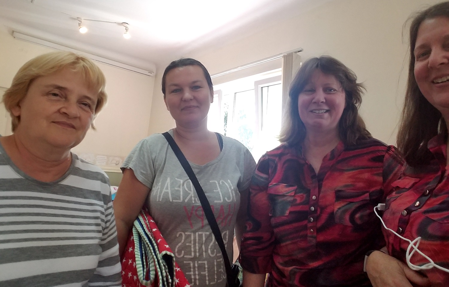 Our team: Natalia (left), Monika in the gray t shirt and I'm second from the right and Rachael is on the far right. Our team.
