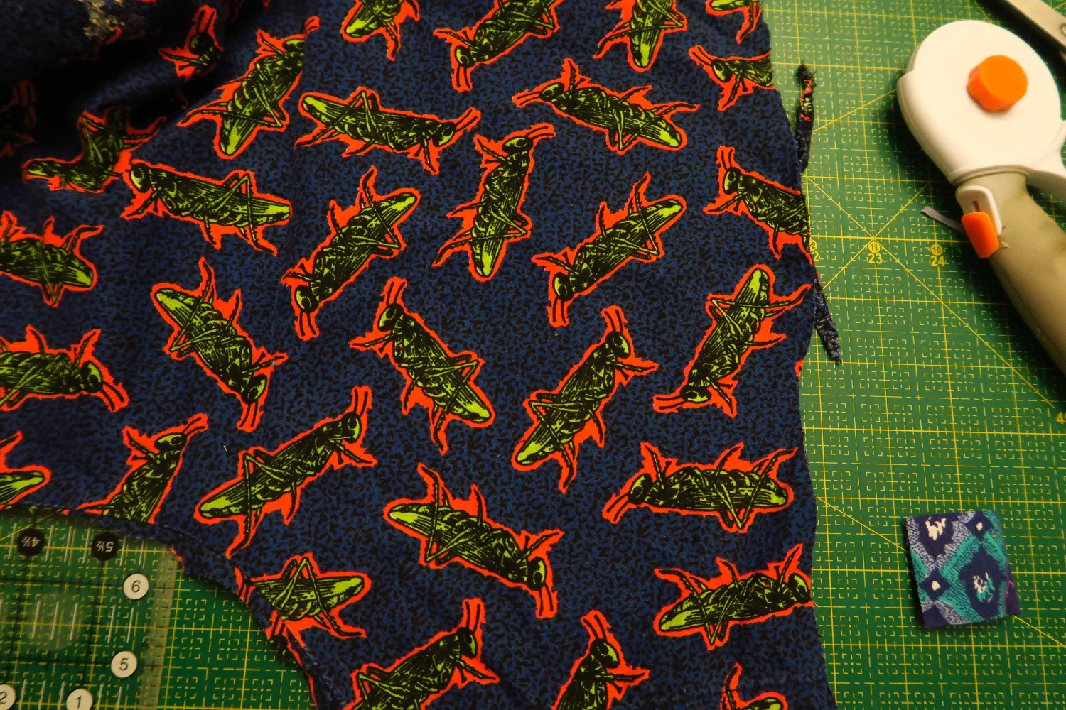This grasshopper fabric used to be a medical scrub. It's a very fun fabric.