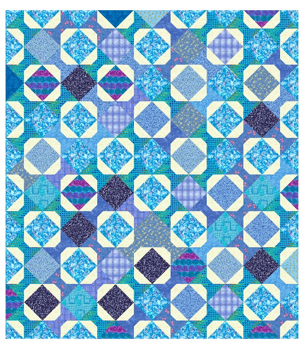 I seriously considered making this one, but decided to add the sashing and cornerstones and make it a bit more complicated for myself. However, you can use the pattern and make the blocks the same size, but just leave out the sashing.