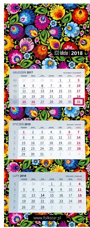 You can see that Sunday is in red - as are holidays.