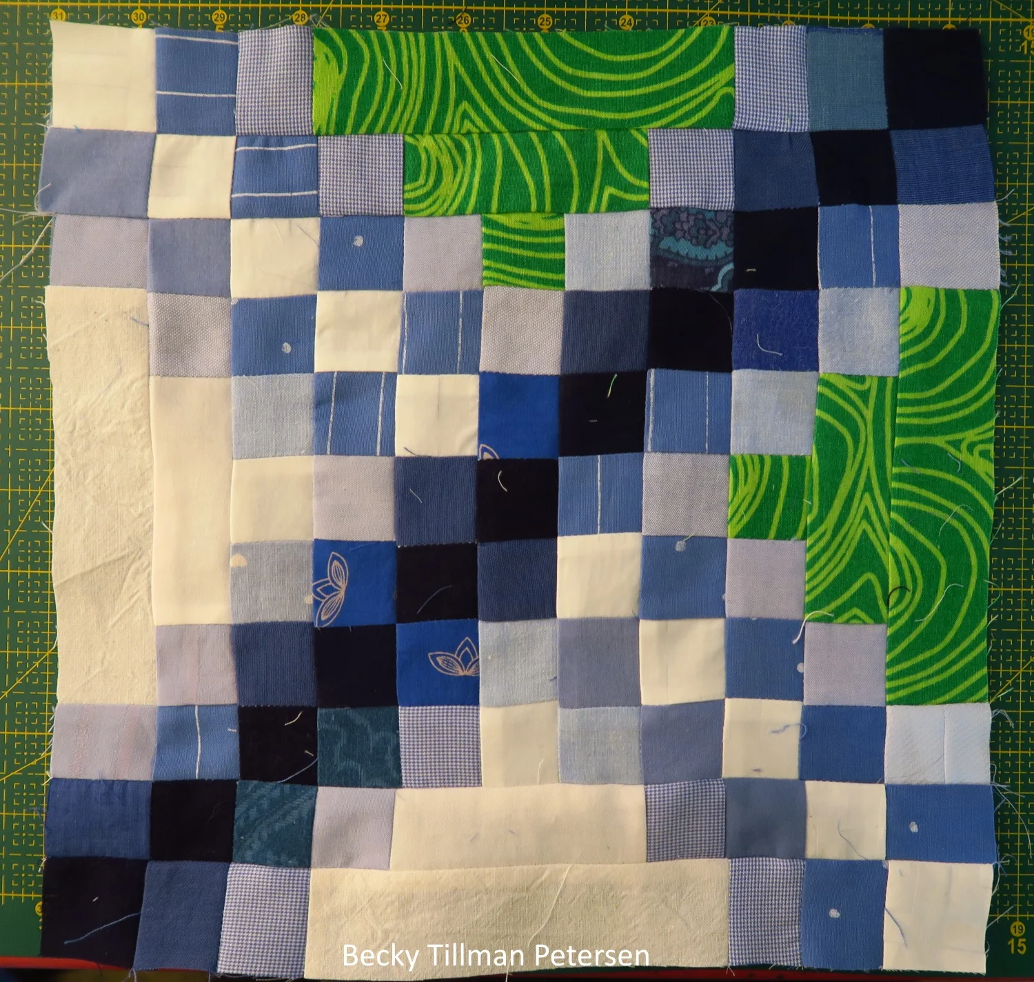 My block. The whole center of the quilt is made up of only one block!&nbsp; Easy!&nbsp; Really! Not quick, though! And you do have to keep your thinking cap on as you work on this one.