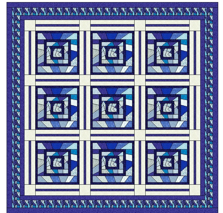 I have all 9 blocks finished that I need for this plan. I will now start working on sewing lots more misc. pieces to the wider adding machine for the border section. I will need between 350-400 inches of it.