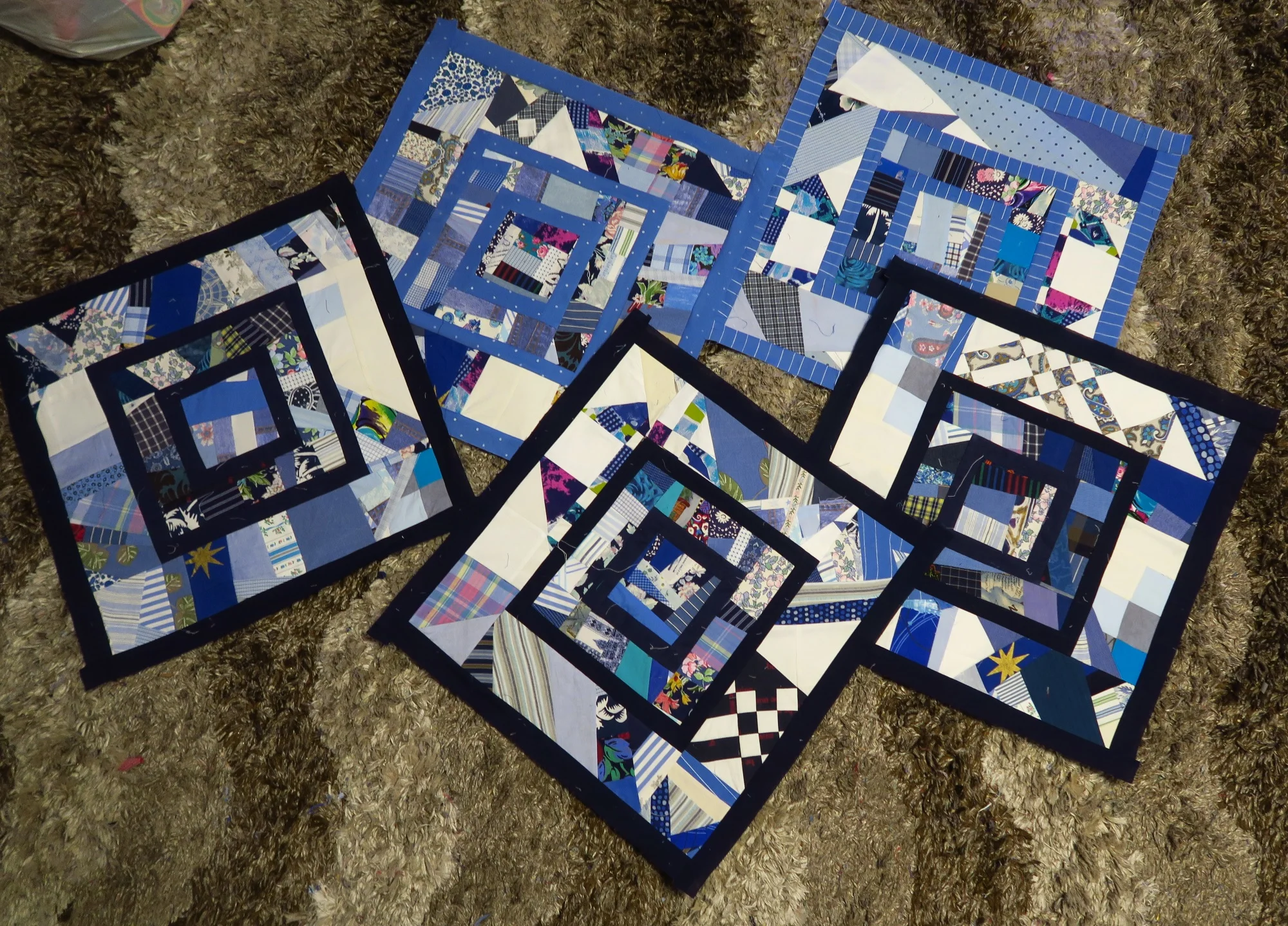 Crumbs project update - upcycled blues #10 in progress