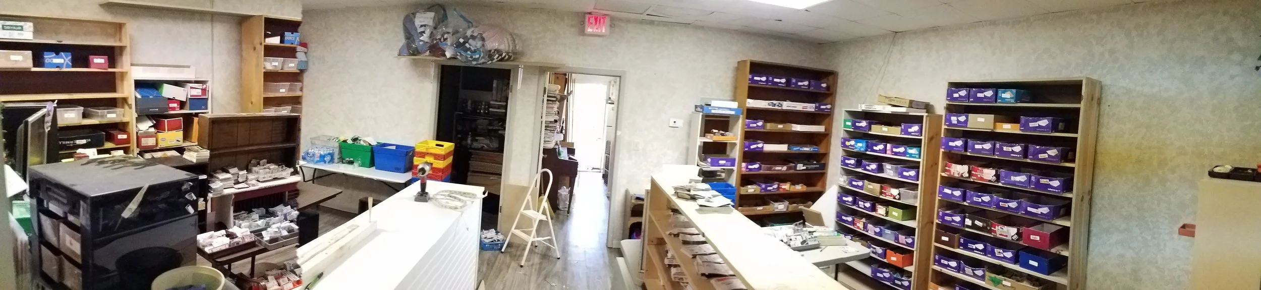 This was our former fabric store. It was transformed into the perfect coupon room within a matter of about 6 hours last Friday! (once we got the fabrics out!) In the meantime, two doors down, we were putting things in place and making huge strides in organization!