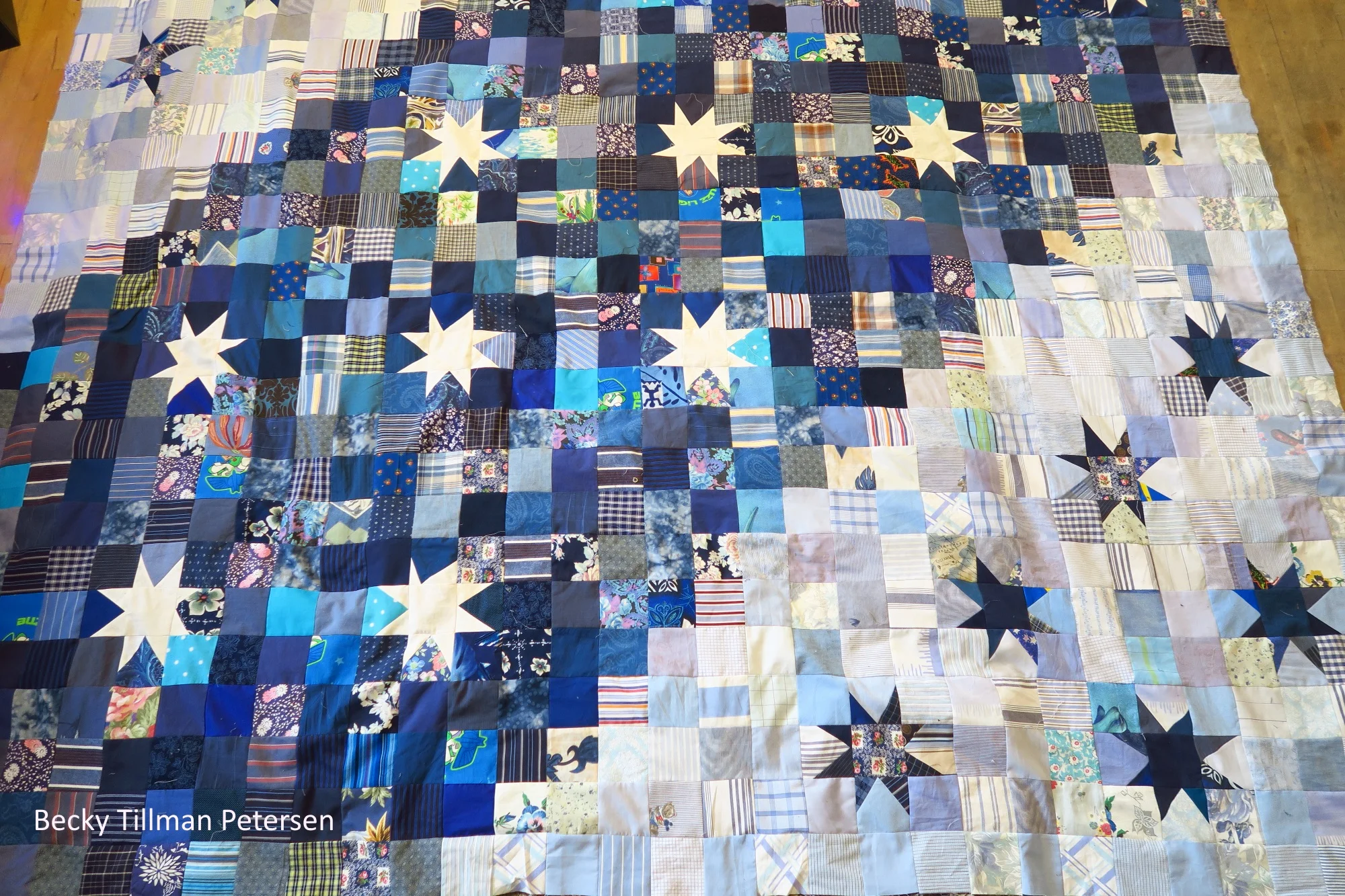 "Starry Night" - upcycled blues top #11 finished