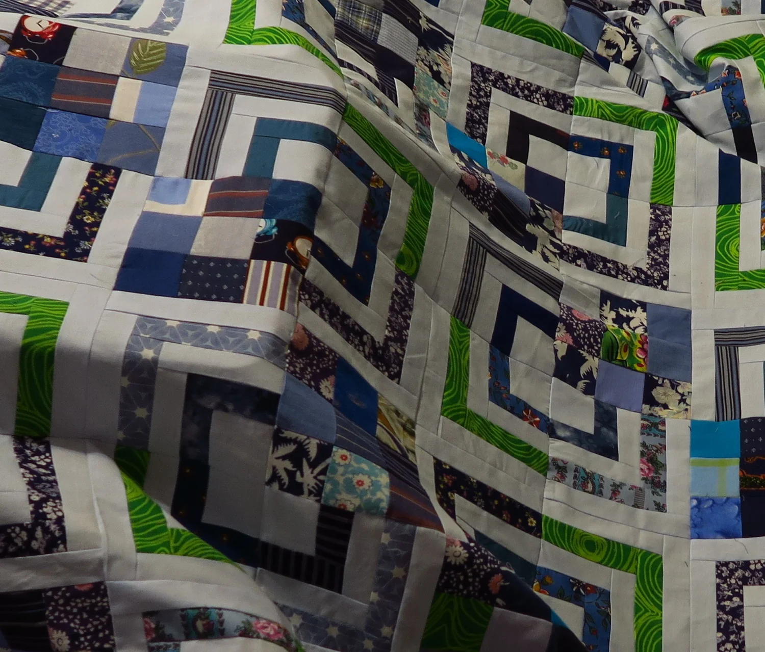 "Tag-Along" - upcycled blues #13 top finished