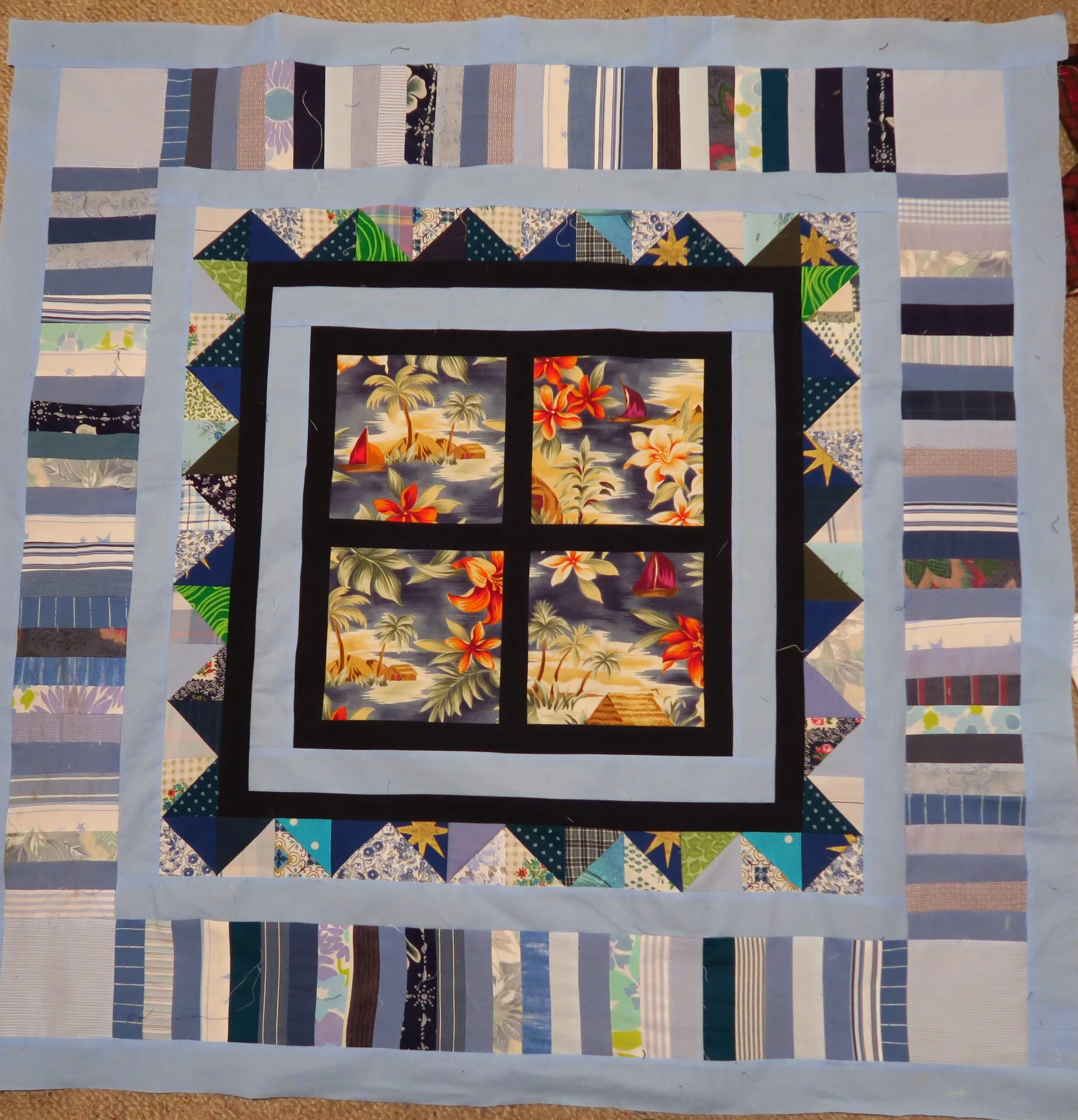 A top in progress - upcycled blues top #17 