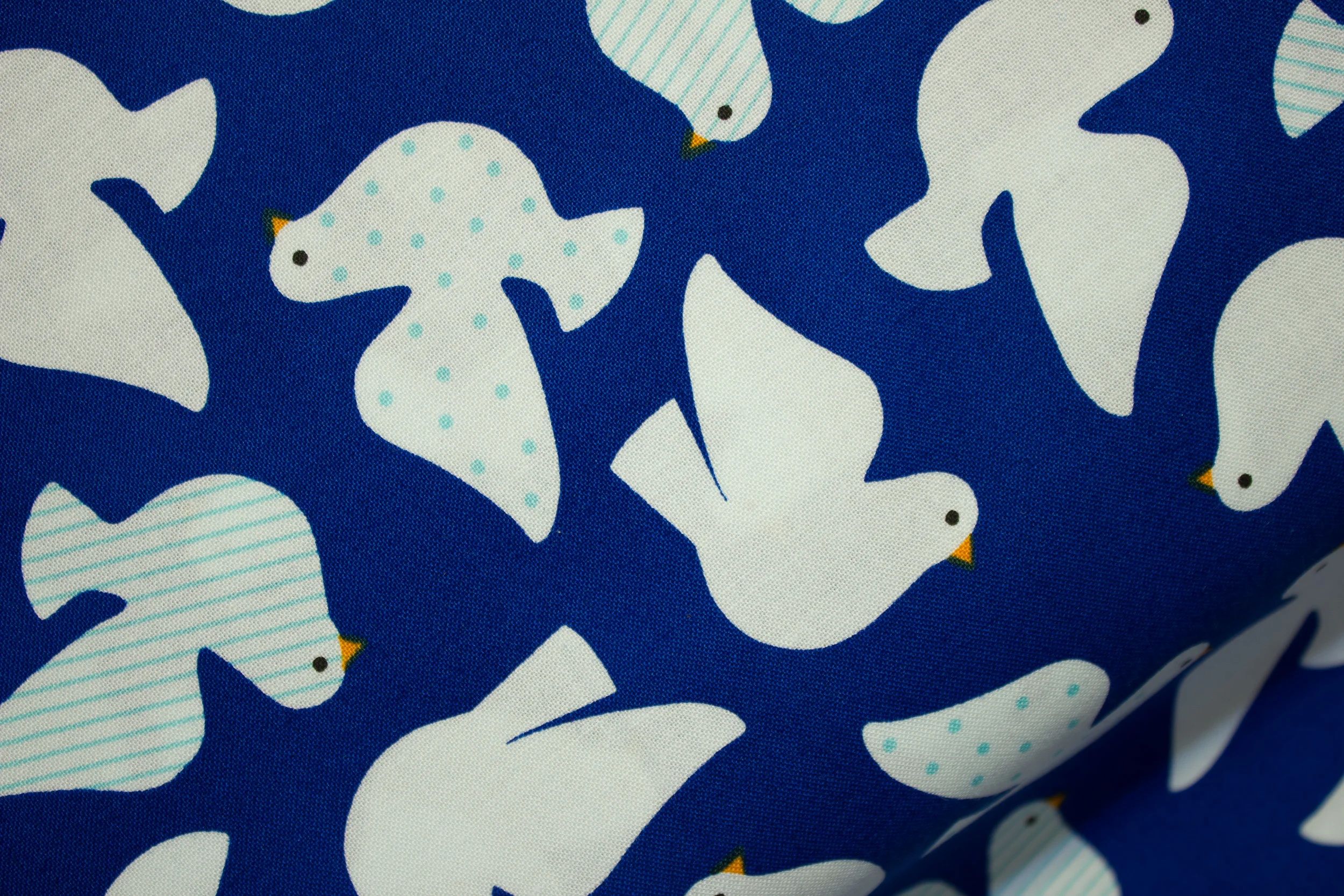 Jingle - White Doves on Royal Blue for Robert Kaufman