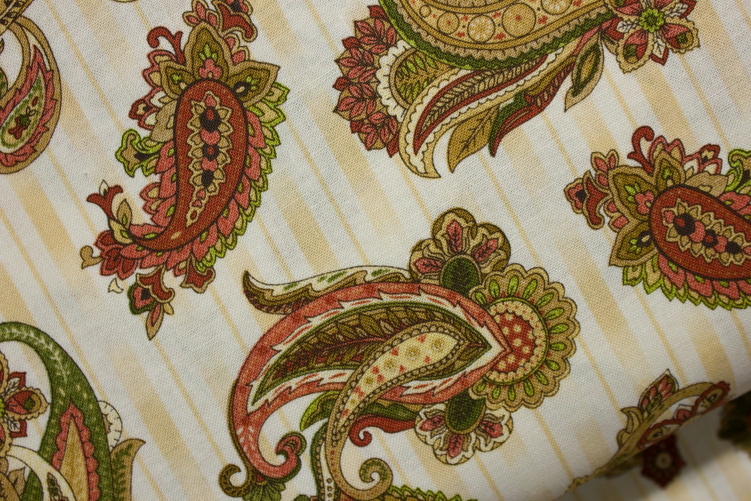 Lauren - Paisley in Olive and Burgundy on Cream for Paintbrush Studio