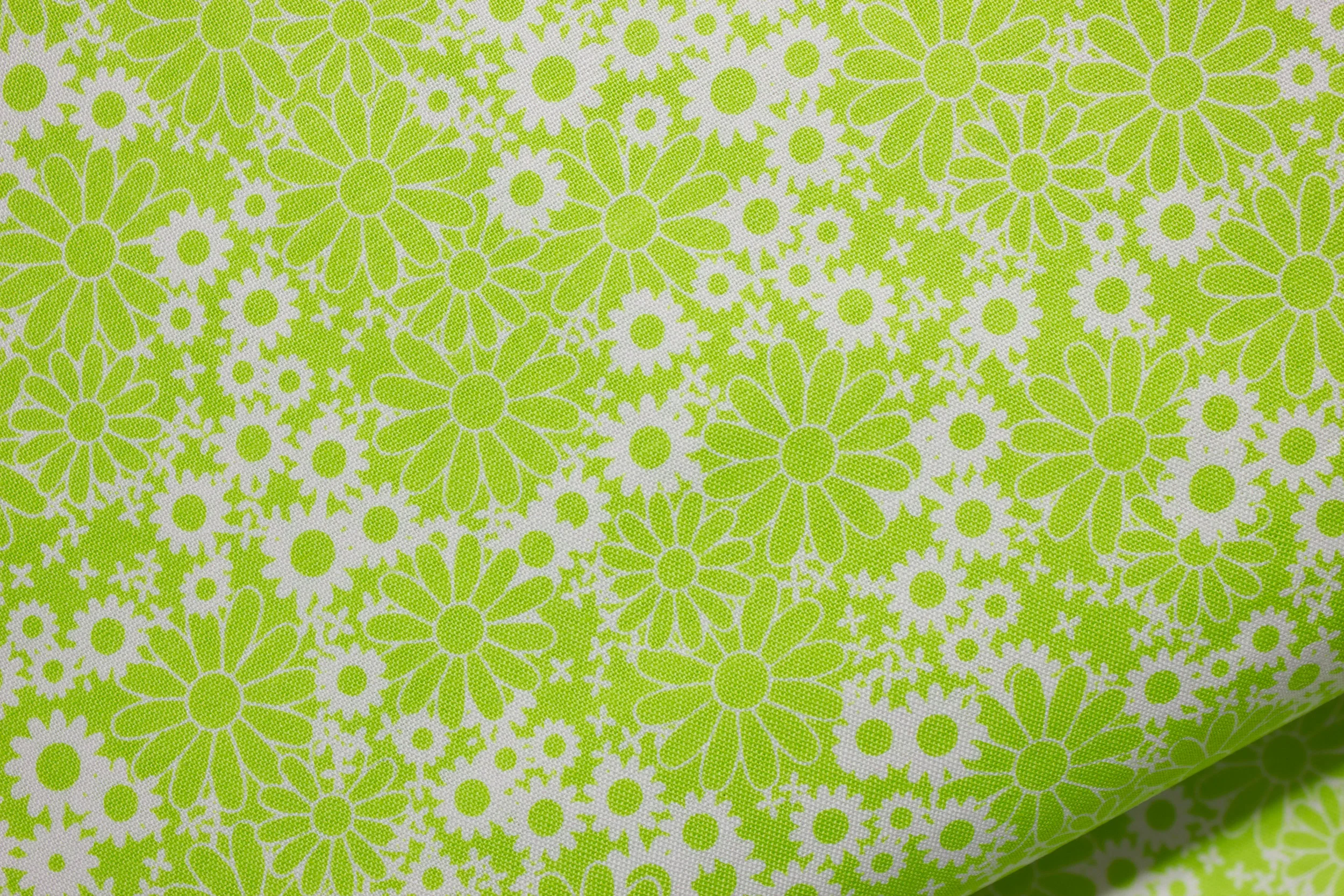 Baby Talk: White Daisies on Lime Green for Fabri-Quilt
