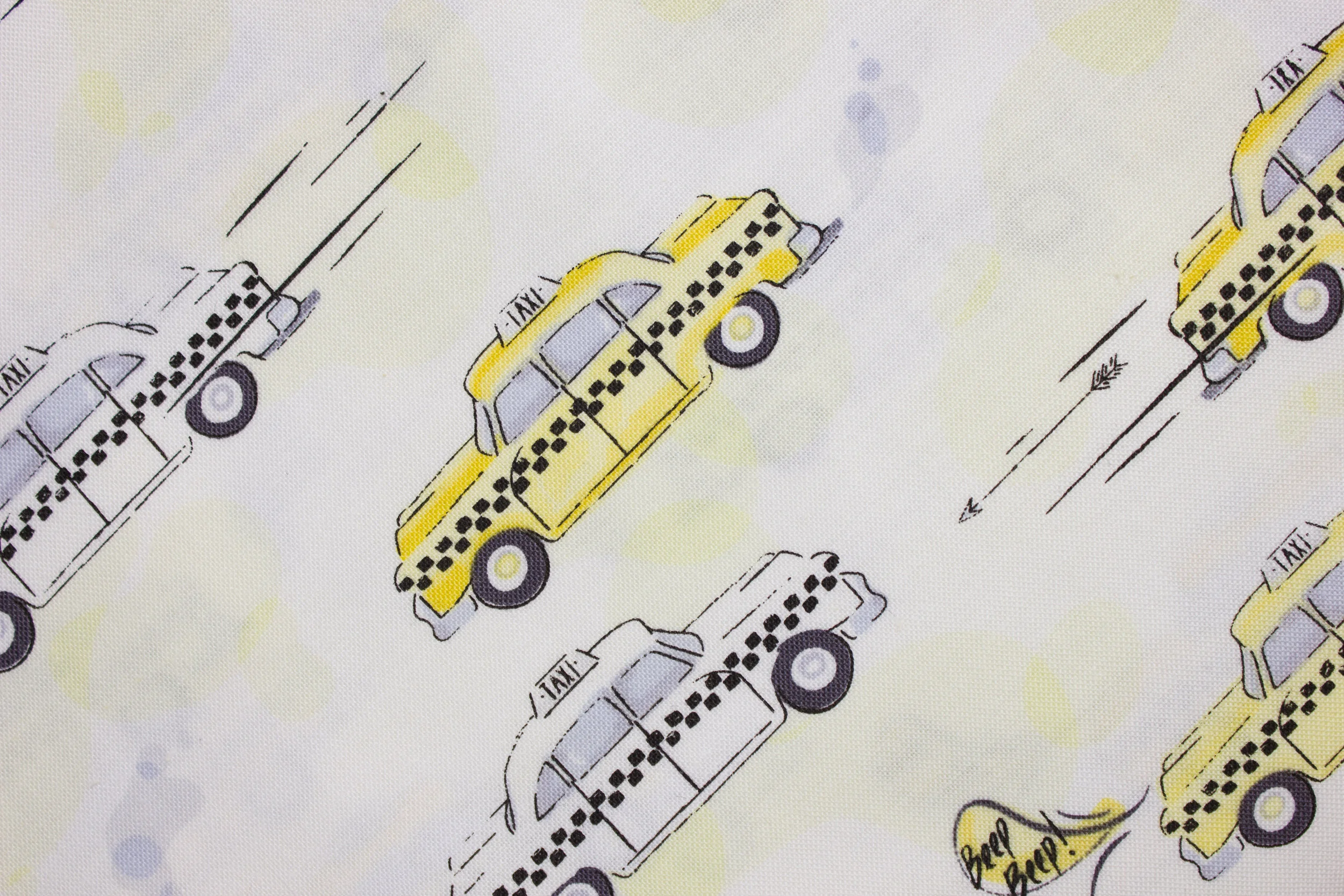 City Life: Yellow and White Taxi Cabs on White for Ink & Arrow