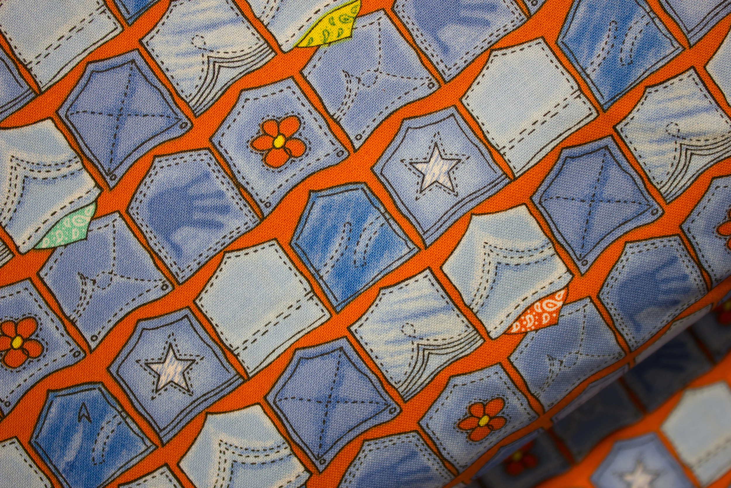 Denim Dilemma - Pockets on Orange - for Ink & Arrow Fabrics