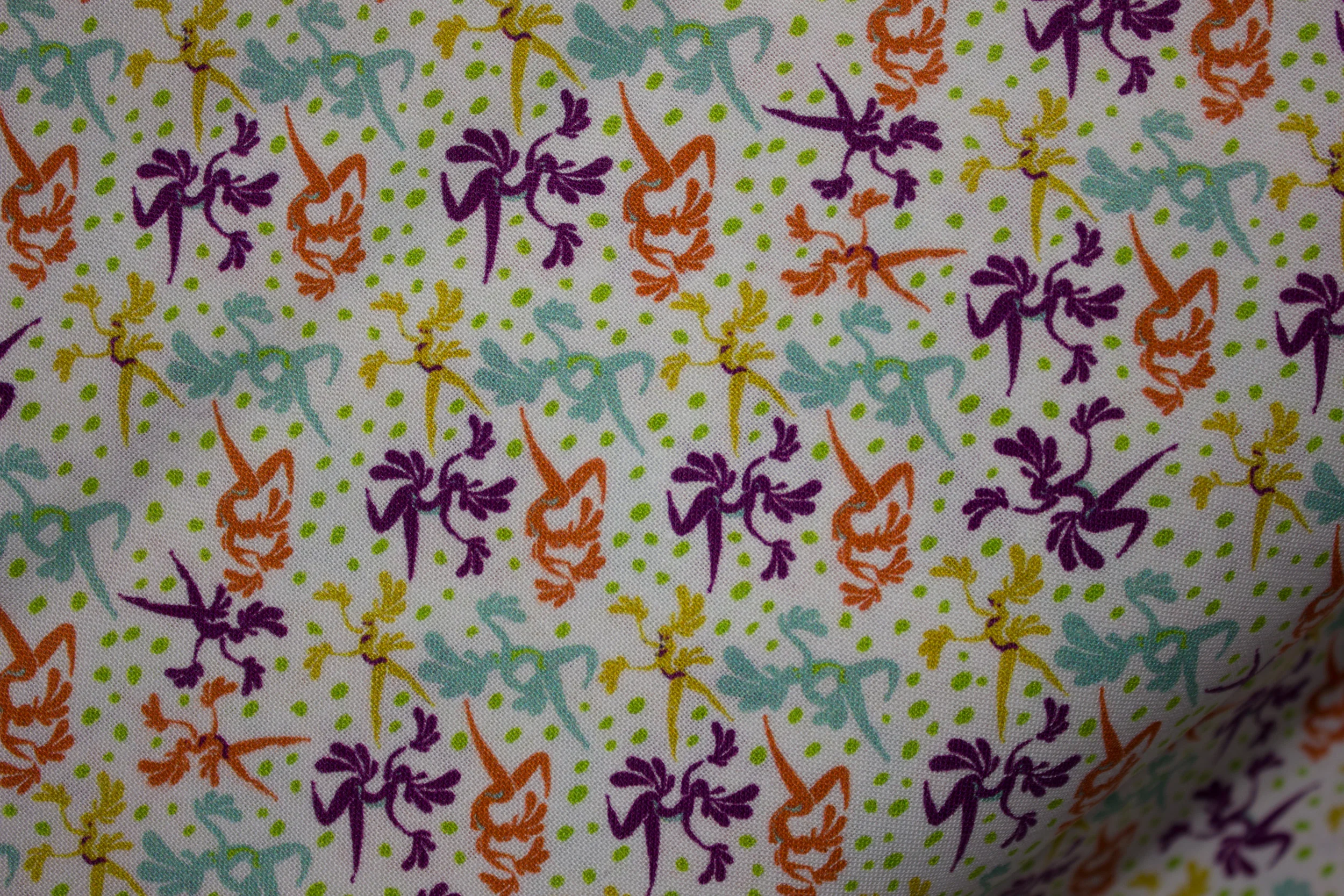 Brazillian Dancers - Orange and Purple on Creamy White by Mary Fons