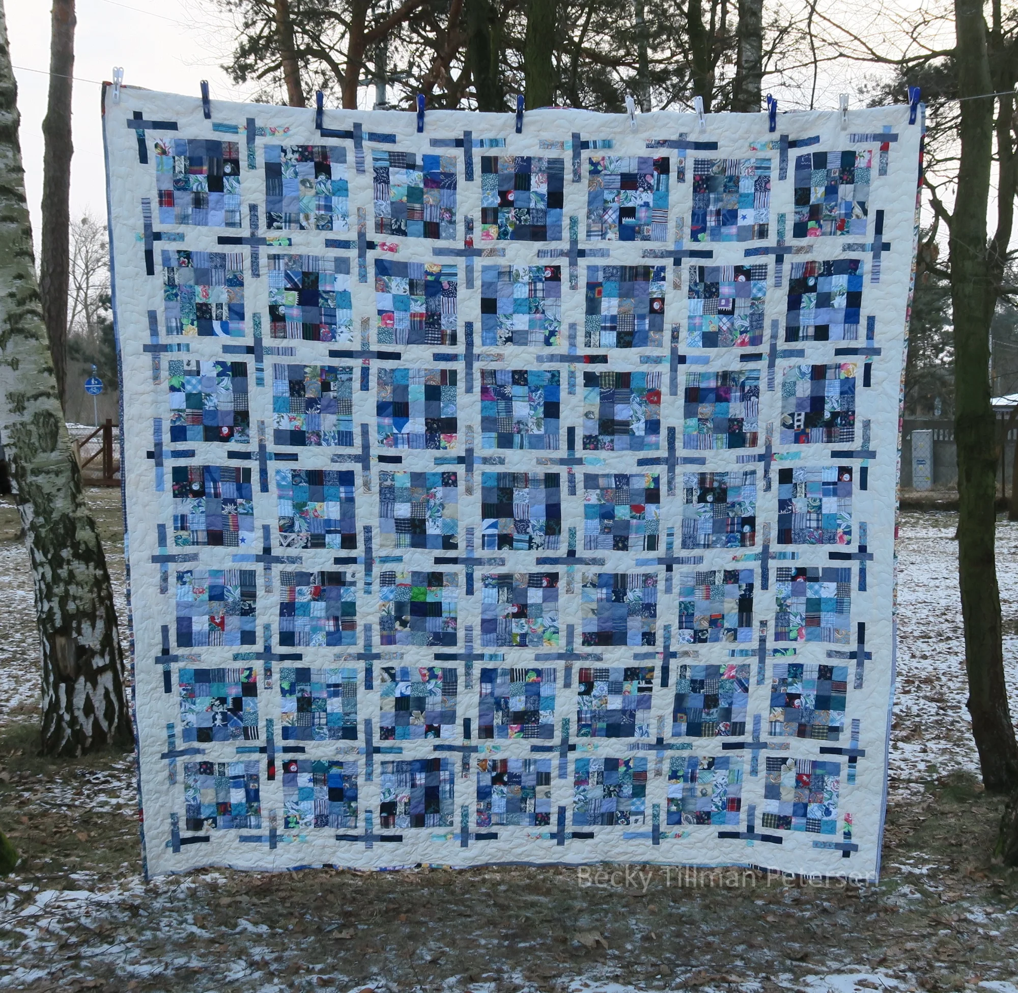The pattern said it finished at 100"x100", but mine always shrink after washing. I think it is more like 96"x 96" now.