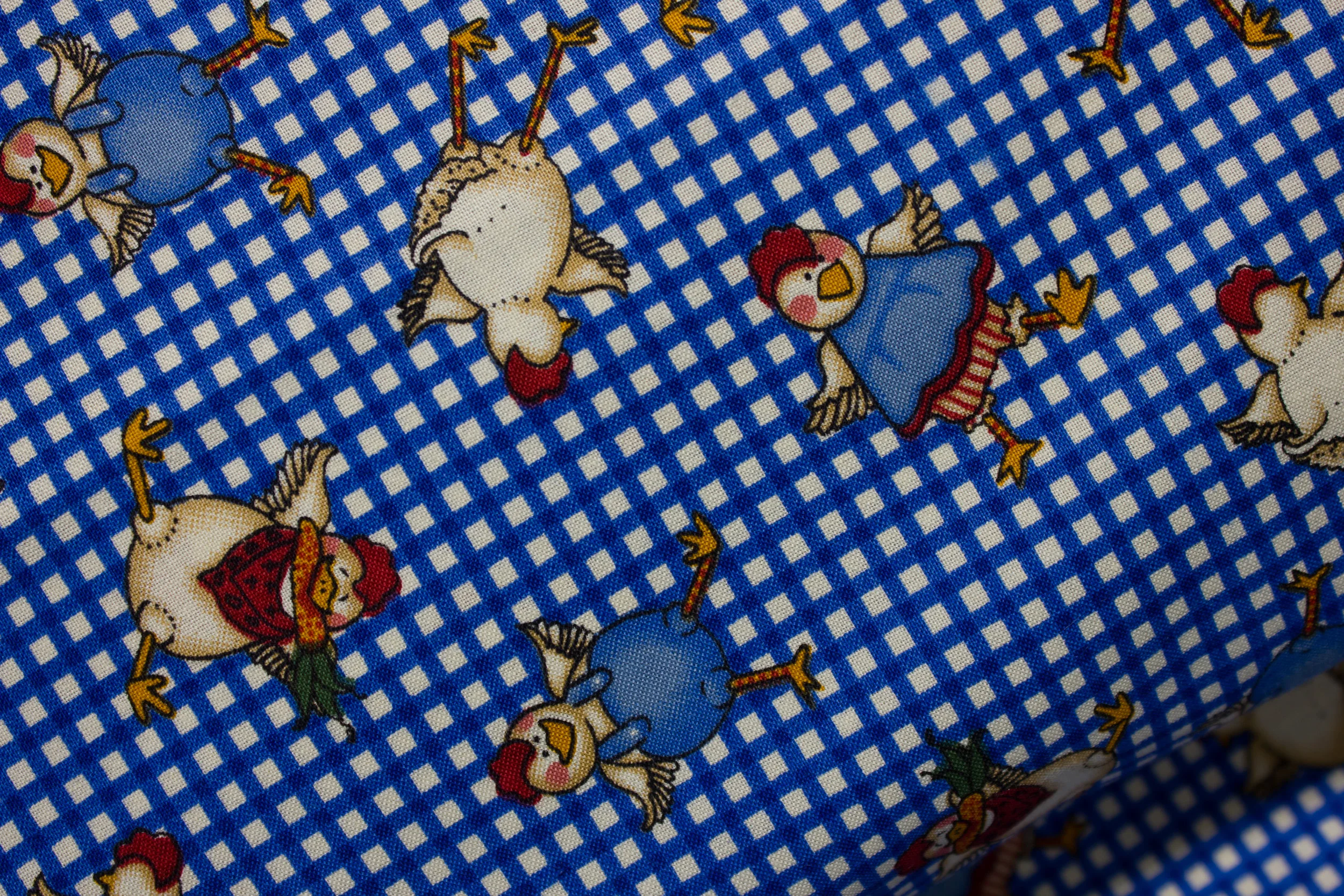 Chicken on Check - Chickens on Blue Plaid for Concord House